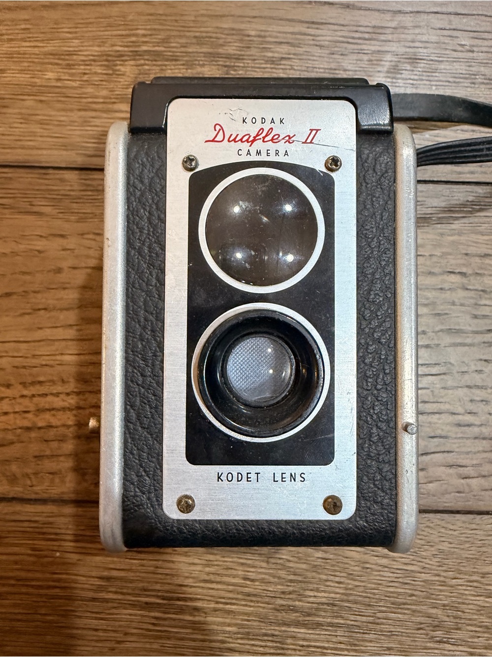 Kodak Duaflex II Camera in Black and Silver with Red Script